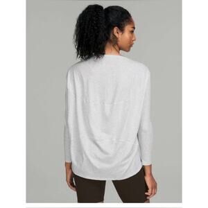 Lululemon Back in Action Long Sleeve Heather Gray Relaxed Fit Top Tshirt Sz 8?